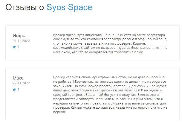 Syos Space отзывы