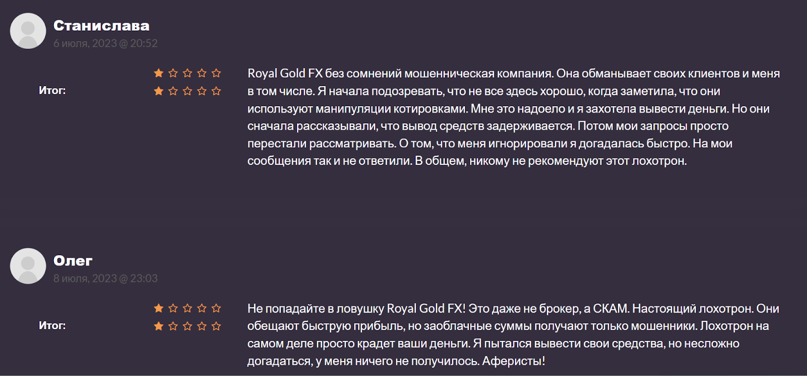 Royal Gold FX отзывы