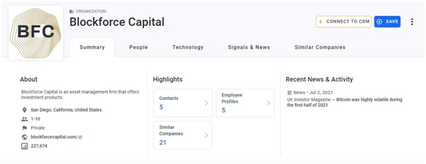 BlockforceCapital аккаунт на Crunchbase