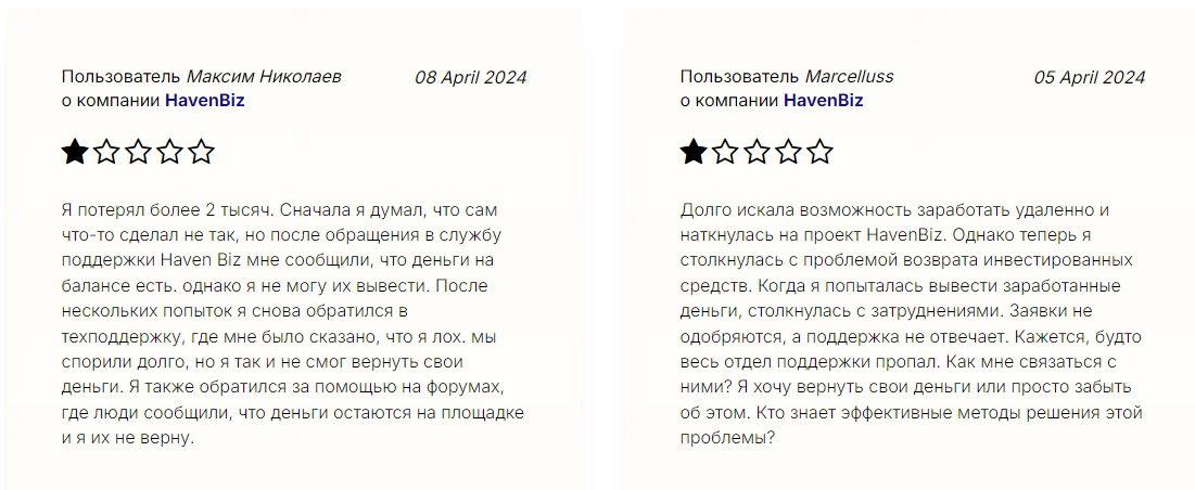 Haven Biz реальные отзывы клиентов