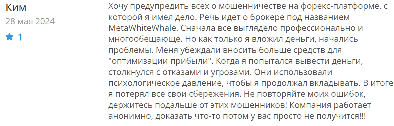 MetaWhiteWhale реальные отзывы клиентов