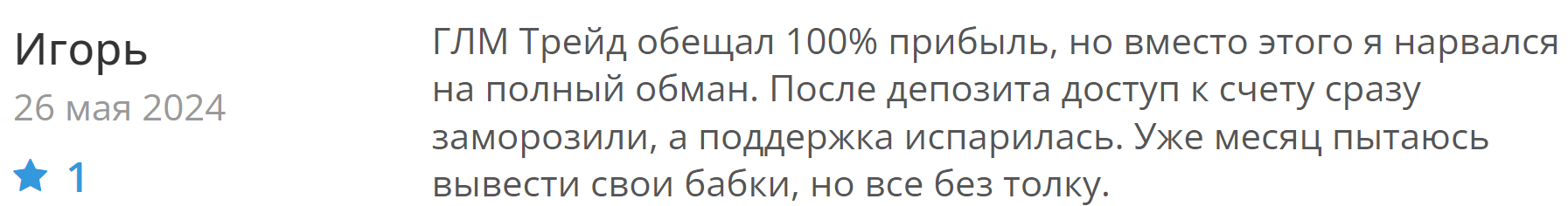 GLM Trade жалоба